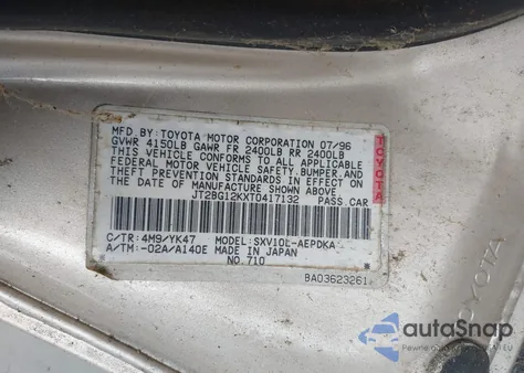 1996 Toyota Camry Dx/Le/Xle z USA, uszkodzony, nr VIN JT2BG12KXT0417132